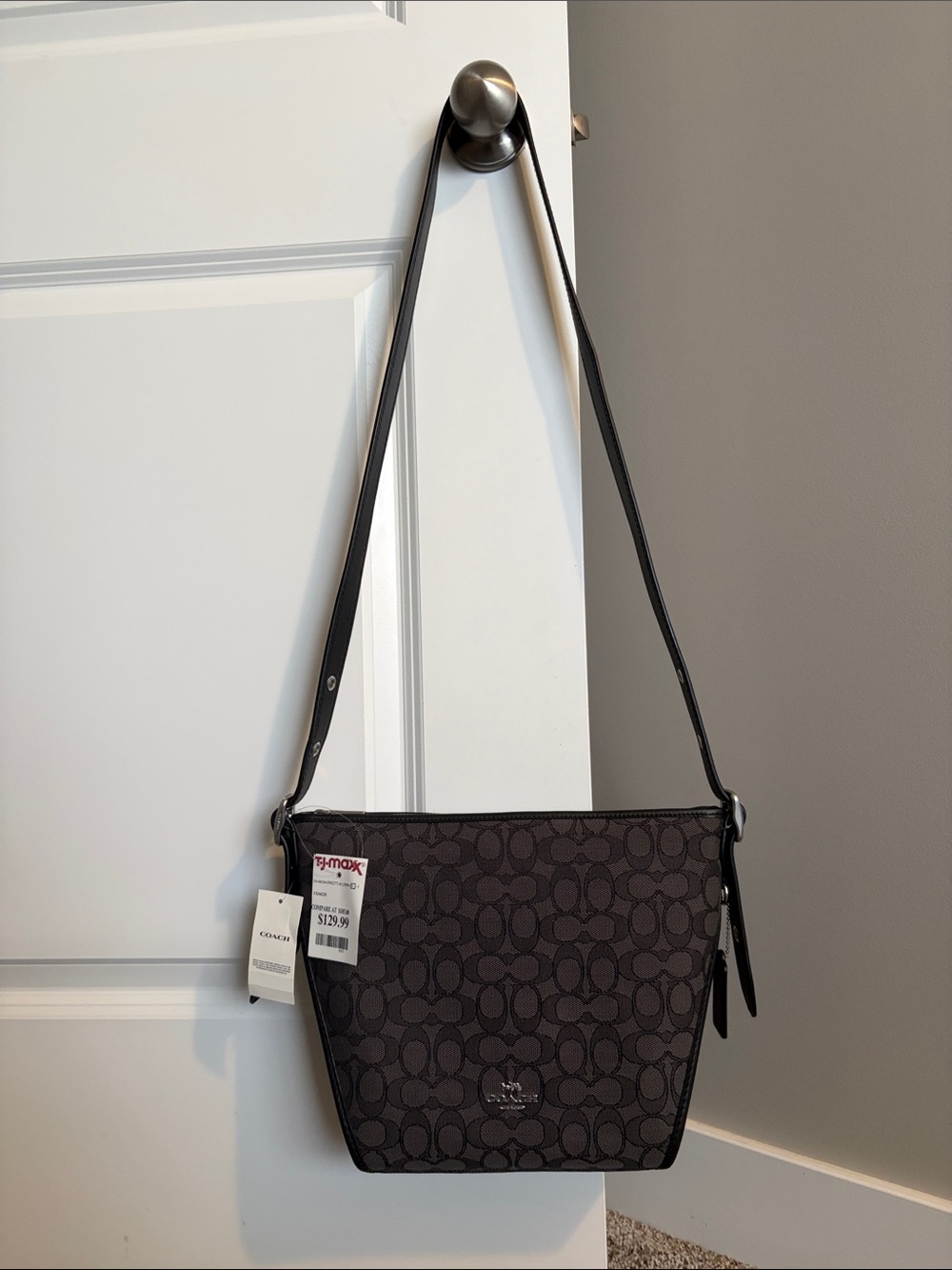 Coach Black/Charcoal Signature Crossbody Shoulder Bag